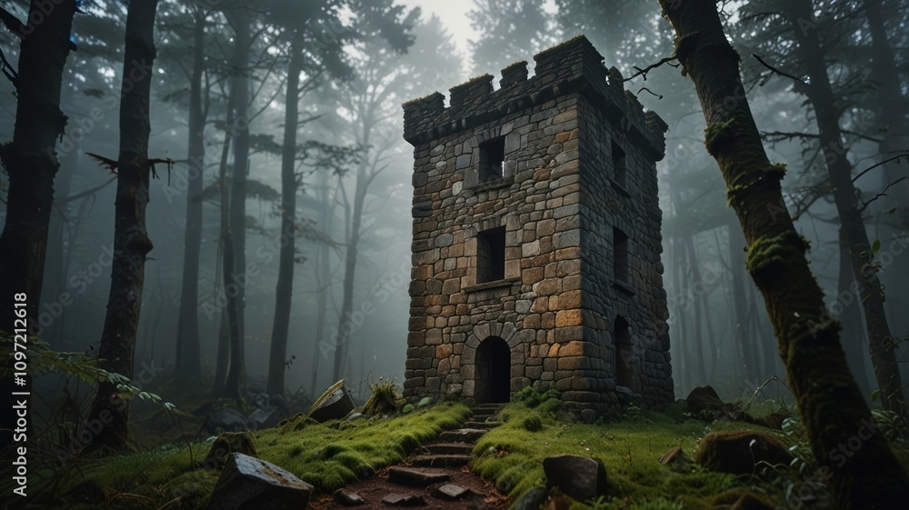 Obraz premium Misty Forest Tower