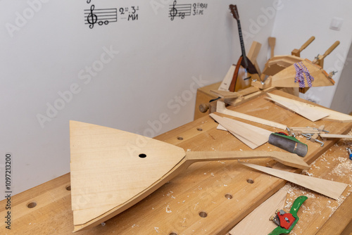 Russia. Ulyanovsk. A master class on balalaika making at the Balalaika Museum.