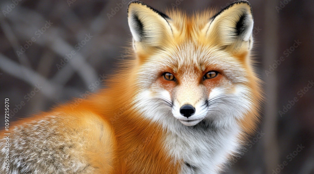 A close-up portrait of a red fox showcasing its striking fur and expressive eyes. A close-up portrait of a red fox showcasing its striking fur and expressive eyes.