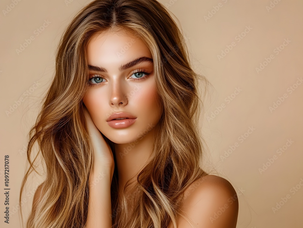 Beautiful model woman with long hairstyle Beautiful model woman with long hairstyle