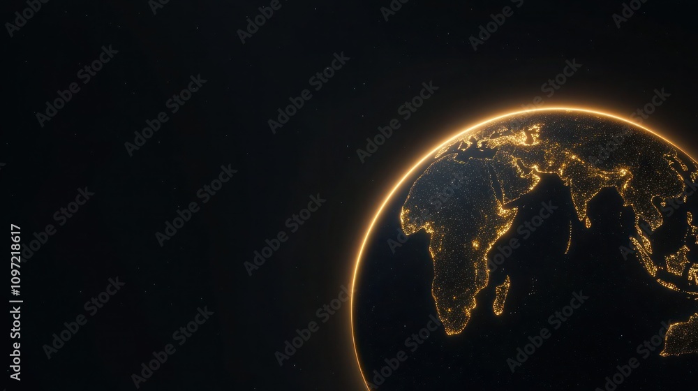 Obraz premium Global Connectivity: High-Speed Data Transfer and Cyber Technology on Earth's Digital Globe for International Telecommunication and Information Exchange