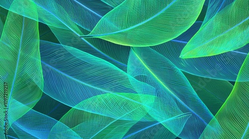 Flowing green leaves nature scene abstract art tranquil environment close-up view serenity concept for wellness impact