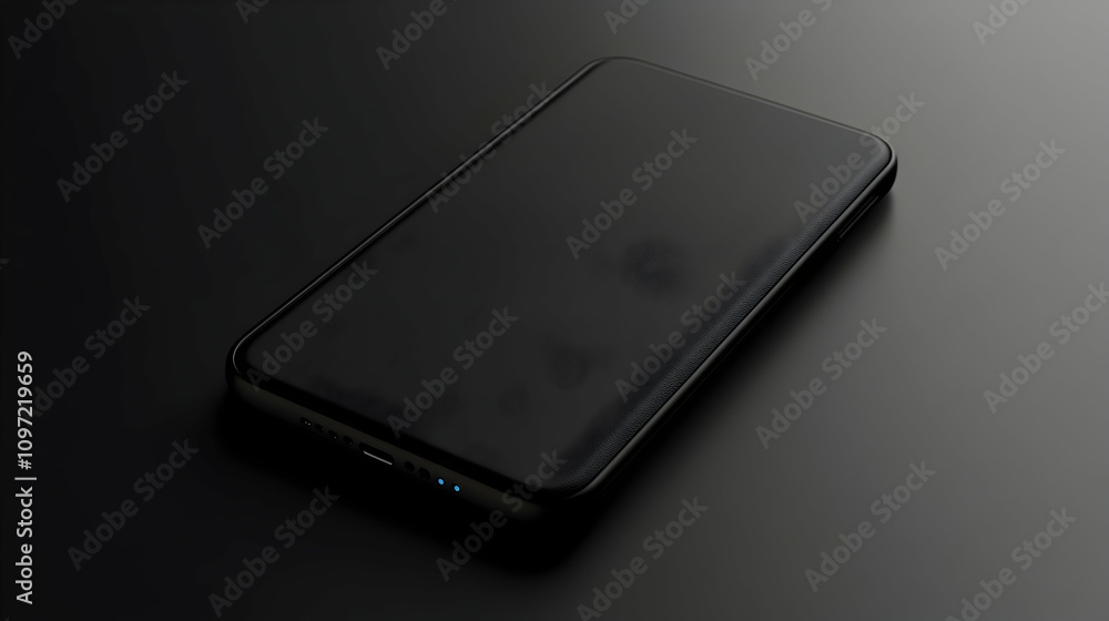 Black smartphone on dark background. Black smartphone on dark background.