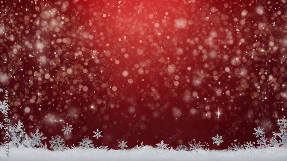 Escena invernal con copos de nieve y luces de bokeh. Postal Navideña Escena invernal con copos de nieve y luces de bokeh. Postal Navideña