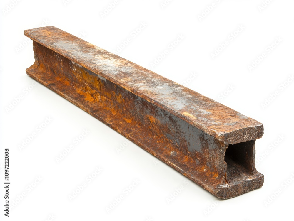 Rusty steel beam with weathered texture, isolated on white background Rusty steel beam with weathered texture, isolated on white background
