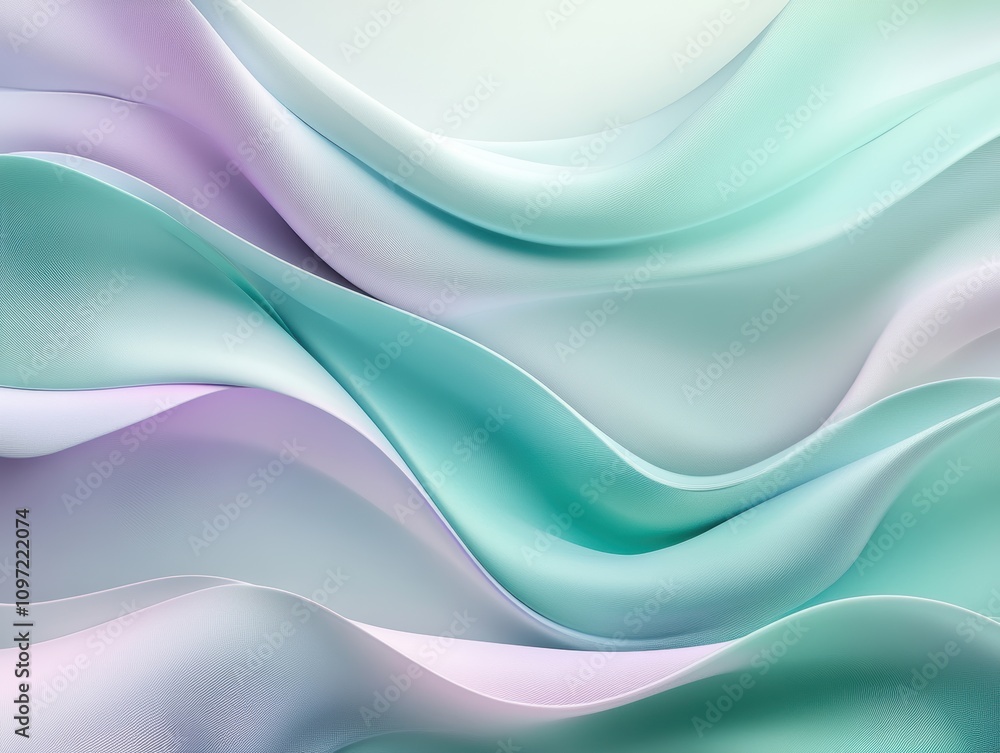Fototapeta premium Soft, flowing pastel waves creating a serene and calming abstract background.