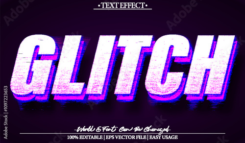 Glitch Vector Text Effect Editable Alphabet