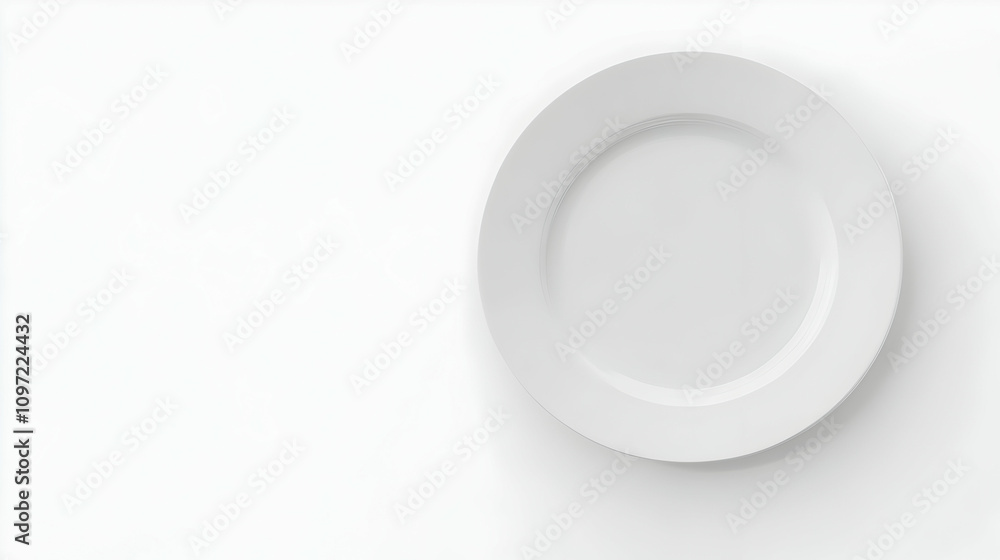 Clean empty white plate on white background, top view. Clean empty white plate on white background, top view.