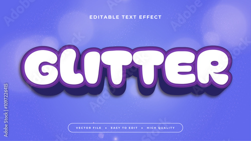 White and Purple Violet Glitter 3d Editable Text Effect - Font Style