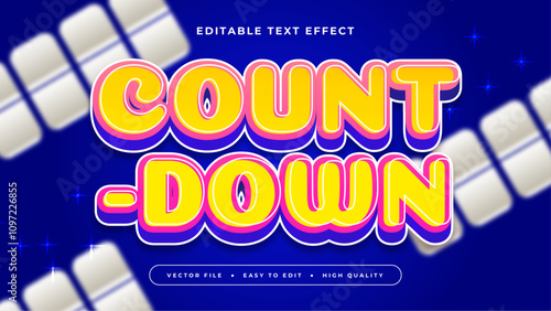 Yellow Blue and Pink Countdown 3d Editable Text Effect - Font Style