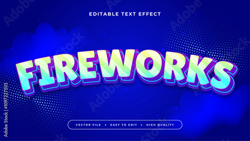 Blue and Green Fireworks 3d Editable Text Effect - Font Style
