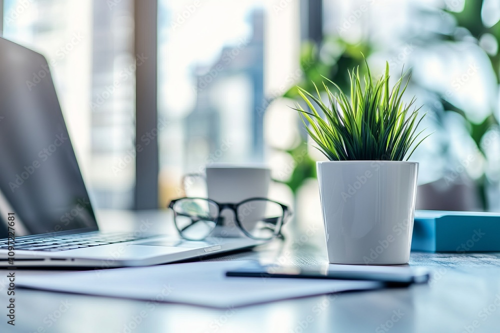 modern company manager workplace in bright office modern company manager workplace in bright office