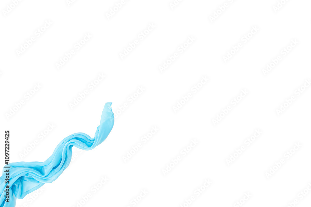 wavy light blue cotton fabric in isolated white background. wavy light blue cotton fabric in isolated white background.