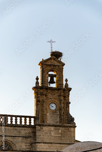 Walking in old part of Jerez de la Frontera, Sherry wine making town, Andalusia, Spain in summer, architectural details, Andalusian style, churches and towers photo