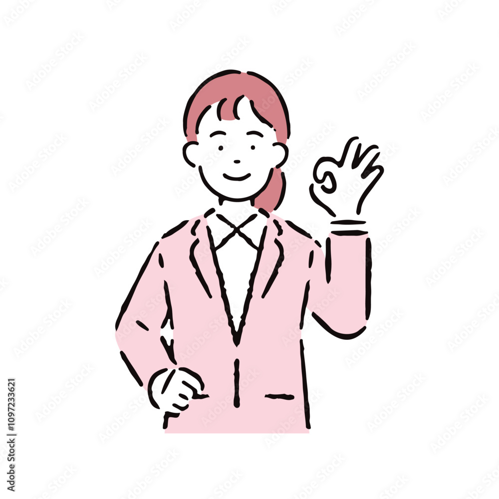 OKのサインをするスーツを着た女性 OKのサインをするスーツを着た女性