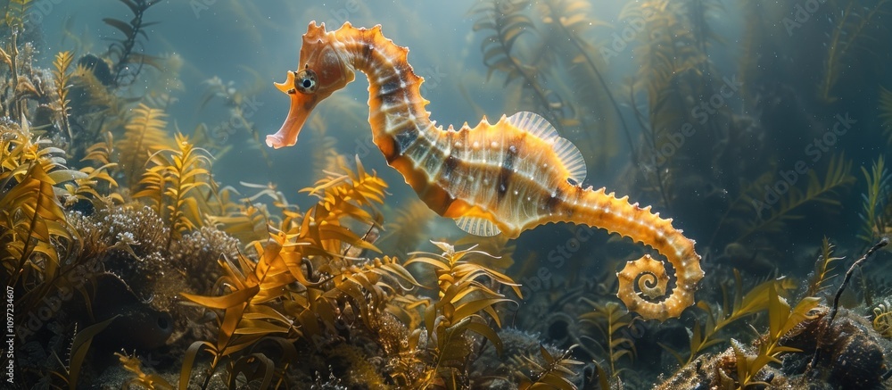 Seahorse Swimming in Seaweed Seahorse Swimming in Seaweed
