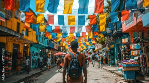 Colorful Street in a Festive Atmosphere