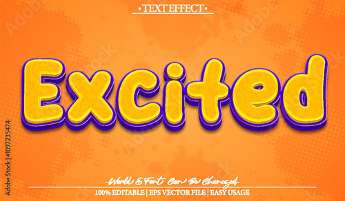 Excited Vector Text Effect Editable Alphabet Cartoon Yellow