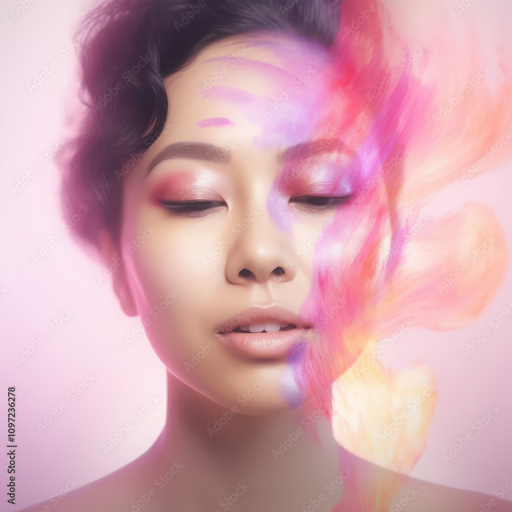 Abstract portrait of a serene woman's face Abstract portrait of a serene woman's face