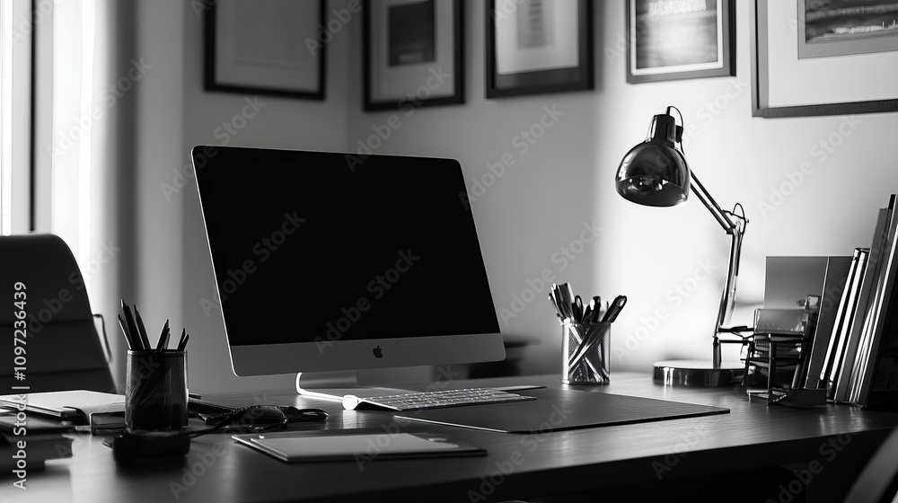 office desktop with a laptop office desktop with a laptop