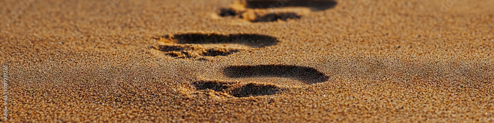 In the sandy shore, the faint outline of footprints leading to a disappearing point, leaving only questions behind. In the sandy shore, the faint outline of footprints leading to a disappearing point, leaving only questions behind.
