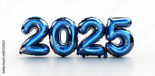 2025 new year festive blue balloons isolated on white or transparent png
