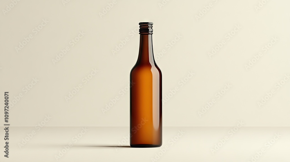 Brown Glass Bottle Isolated on a Light Background for Product Use Brown Glass Bottle Isolated on a Light Background for Product Use