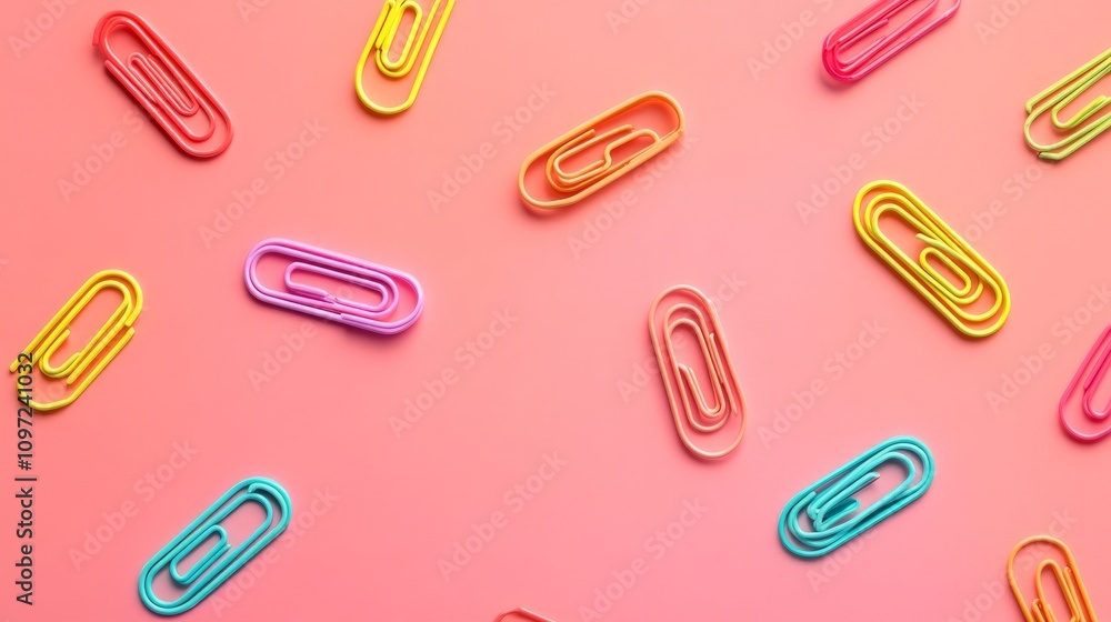 A collection of colorful paper clips A collection of colorful paper clips