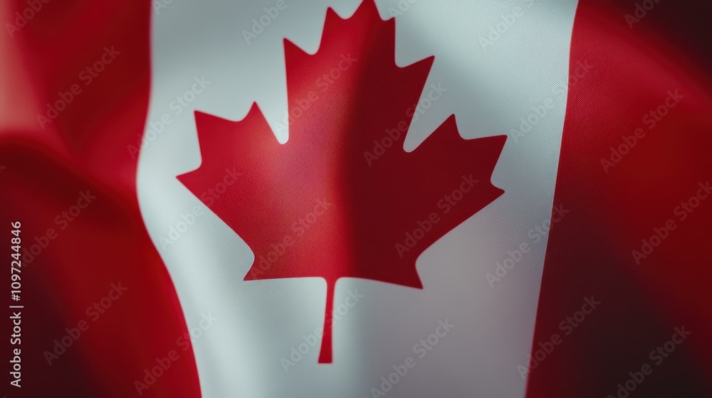The vibrant Canada flag waves proudly in the breeze, set against a soft, blurred backdrop that captures the essence of the North. The vibrant Canada flag waves proudly in the breeze, set against a soft, blurred backdrop that captures the essence of the North.