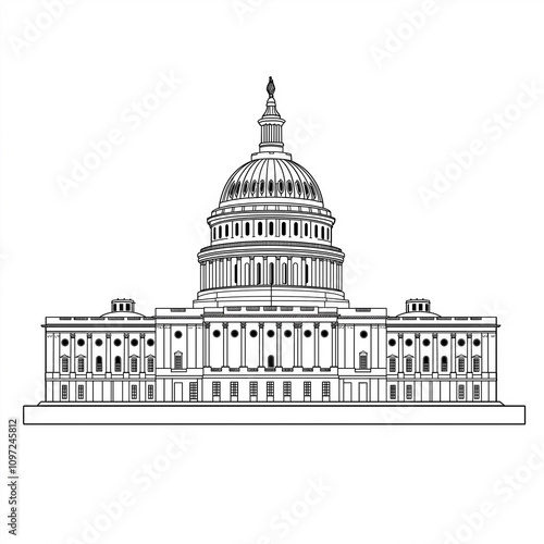 United states capitol building showing neoclassical architecture and statue of freedom photo