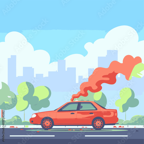 Car exhaust fumes polluting the air