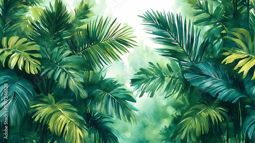 Wallpaper Mural Lush Tropical Watercolor Illustration Torontodigital.ca