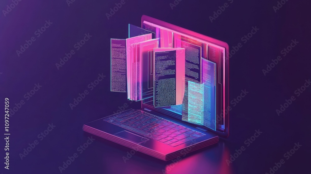 An example of an e-learning device using a computer notebook with book pages as the screen An example of an e-learning device using a computer notebook with book pages as the screen