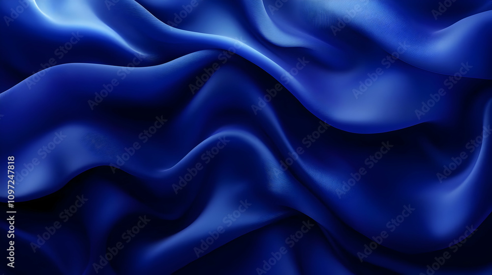 Fototapeta premium Royal Blue Silk Drape Abstract Background 3D Render