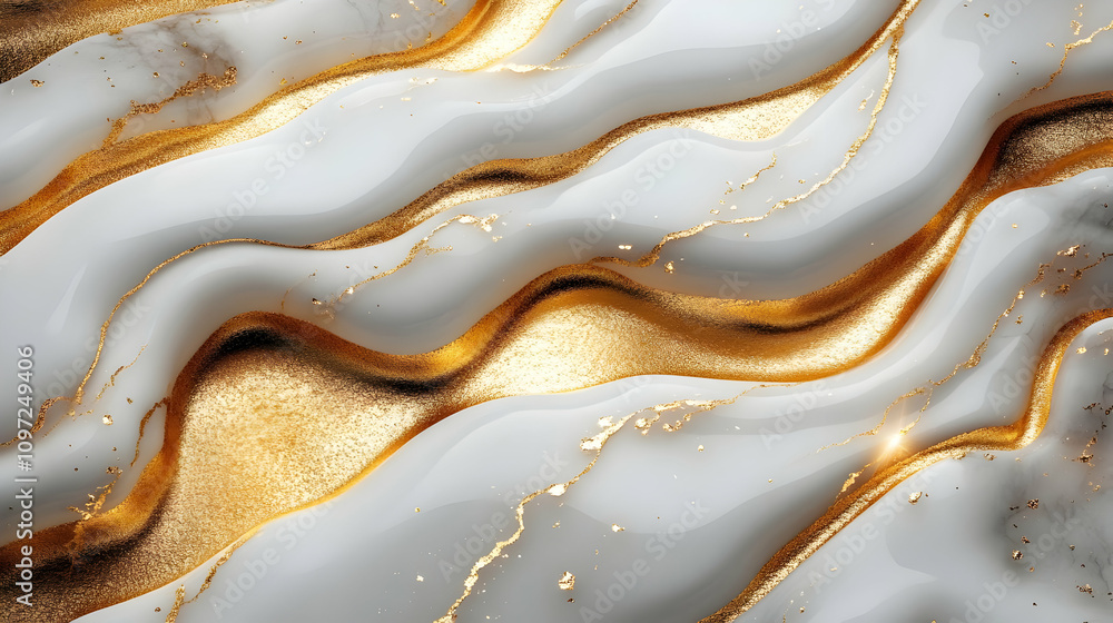 Abstract Gold and White Marble 3D Render Abstract Gold and White Marble 3D Render