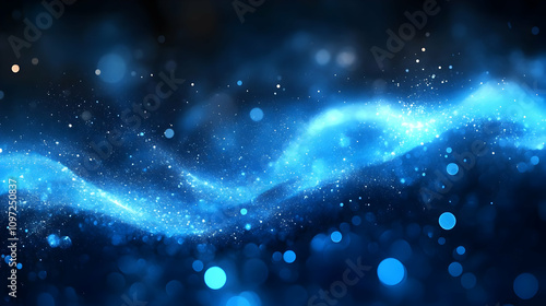 Blue Abstract Background, Glowing Particles