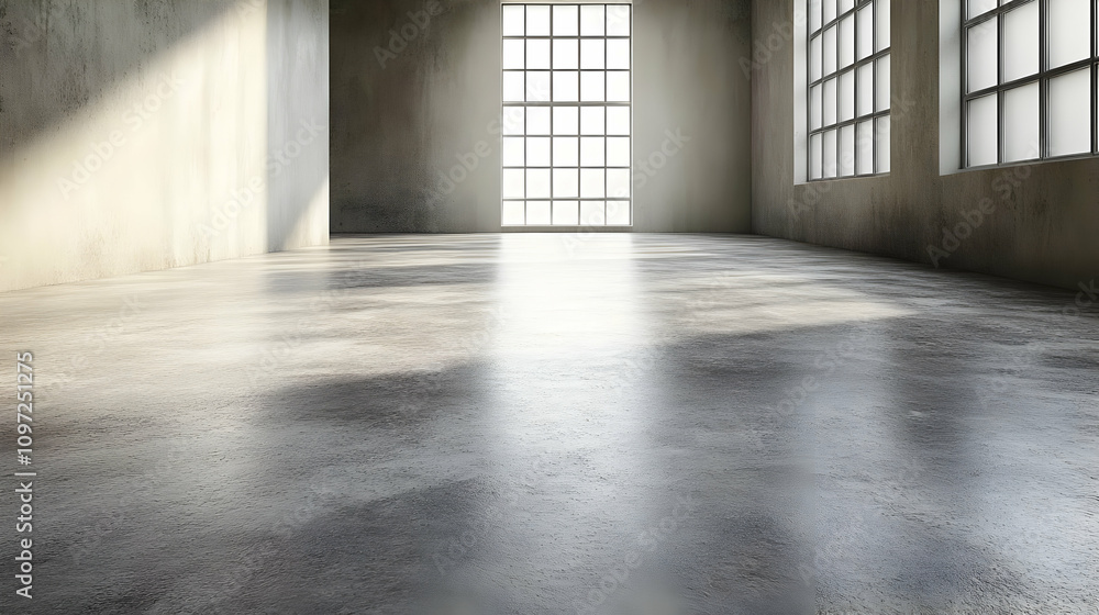 Sunlit Concrete Room 3D Render Sunlit Concrete Room 3D Render
