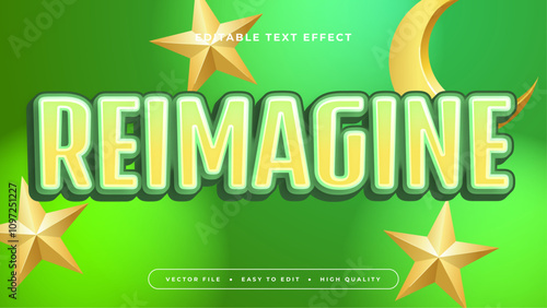 Green and Yellow Reimagine 3d Editable Text Effect - Font Style