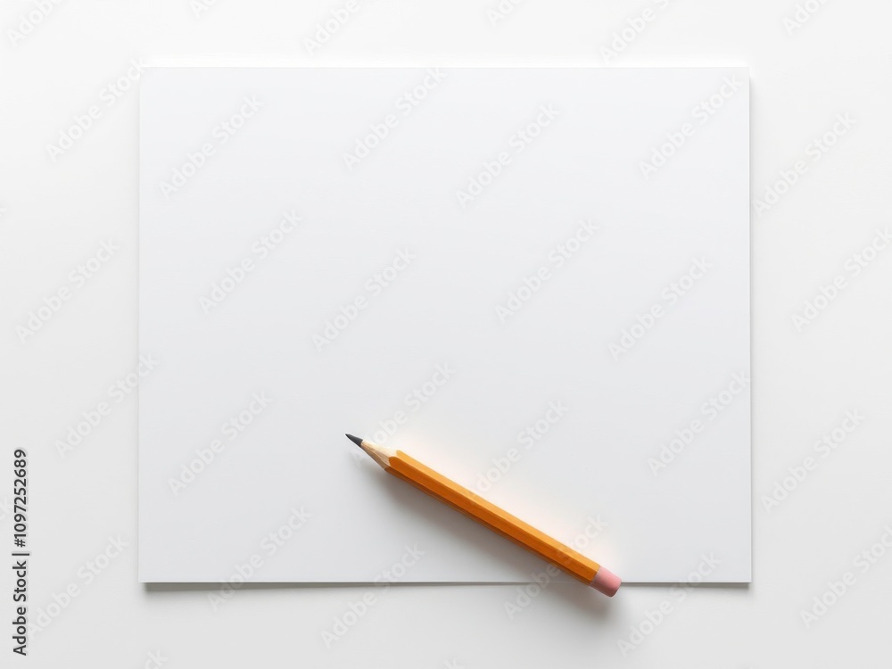 Blank squared notebook sheet with a pencil and eraser, eraser, notebook Blank squared notebook sheet with a pencil and eraser, eraser, notebook