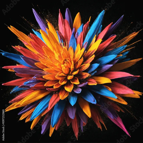 Flores en azul, rosa y amarillo: Belleza vibrante y colorida

