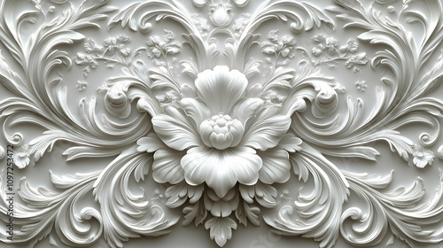 Elegant White Floral 3D Wall Art Background