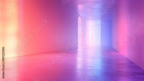 Abstract 3D Neon Corridor Background