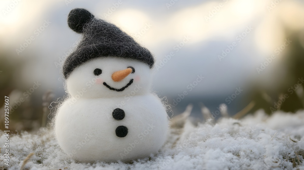 Felt stickers of a single cloud outdoors cushion snowman Felt stickers of a single cloud outdoors cushion snowman