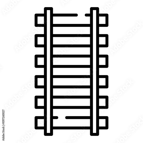 Railroad, railway, rail top view black line icon