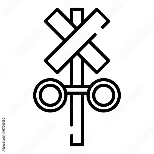 Obraz na plátně Railroad crossing sign black line icon