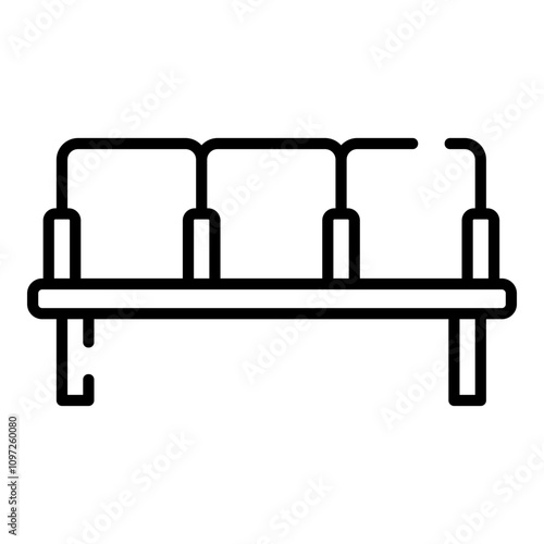 Train station bench black line icon