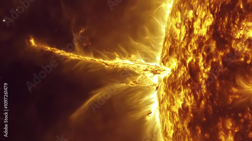 Solar storms that radiate heat burn the stars. Burning Solar Vortex. Illustration