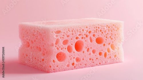 Pink Sponge Close Up Showing Pores And Texture photo