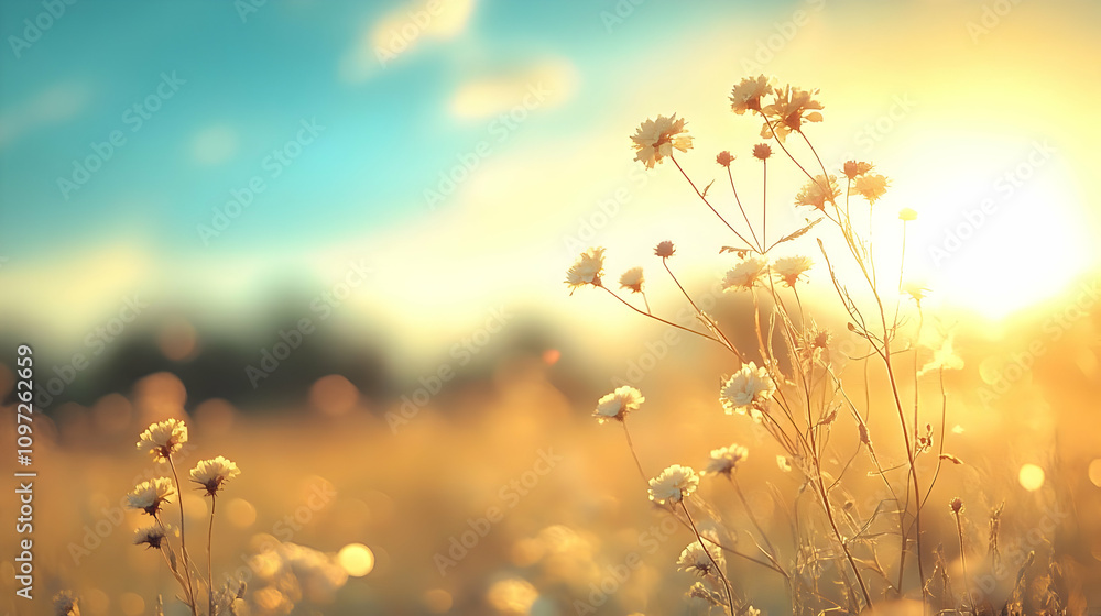 Golden Hour Meadow Flowers Illustration Golden Hour Meadow Flowers Illustration