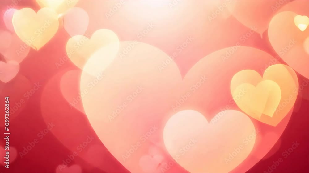 Colorful soft pink and red heart shapes create dreamy, romantic background with bokeh effects, perfect for expressing love and affection in any love themed design. Colorful soft pink and red heart shapes create dreamy, romantic background with bokeh effects, perfect for expressing love and affection in any love themed design.